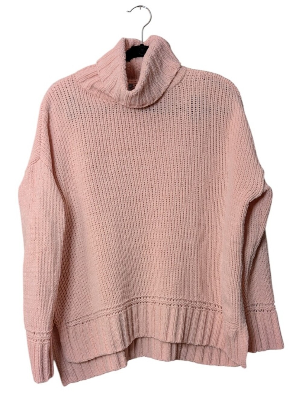 Aerie Cozy Oversized Chenille Turtleneck Sweater Pink Chunky Knit Pullover Small